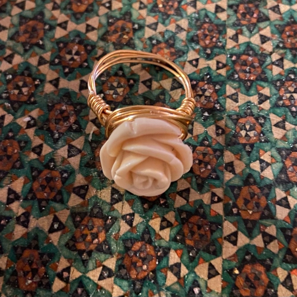 Handmade wire-wrapped rose ring